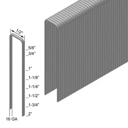 GX22DNK: 16 GA 1/2" Crown 7/8" Length, Divergent Point